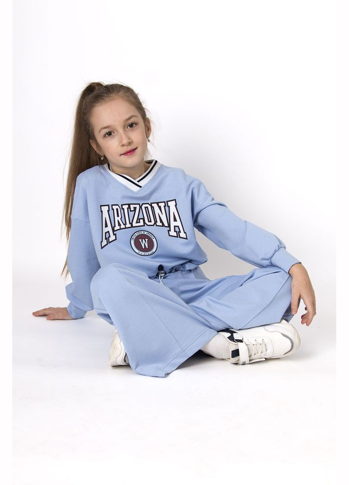 Голубой демисезонный трикотажный костюм для девочки Mevis