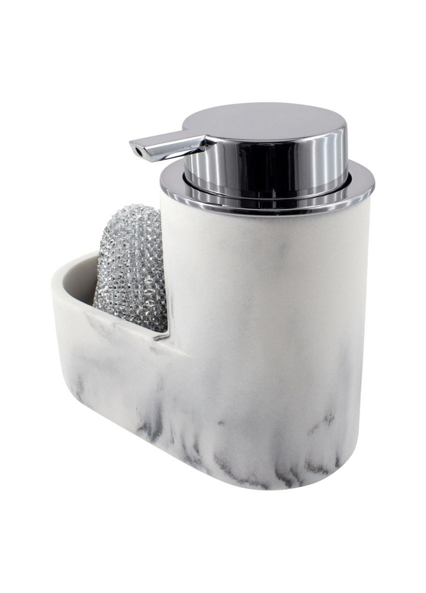 Дозатор жидкого мыла с отделением для губки, белый мрамор. Arino (326843671)