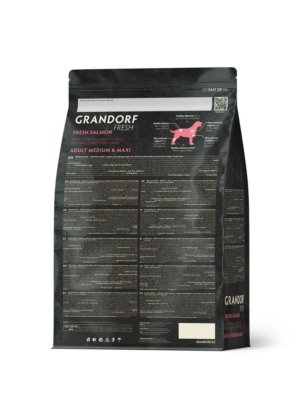 FRESH DOG ADULT MEDIUM & MAXI Salmon & Sweet Potato - лосось та батат для дорослих собак середніх та великих порід Grandorf (362703489)