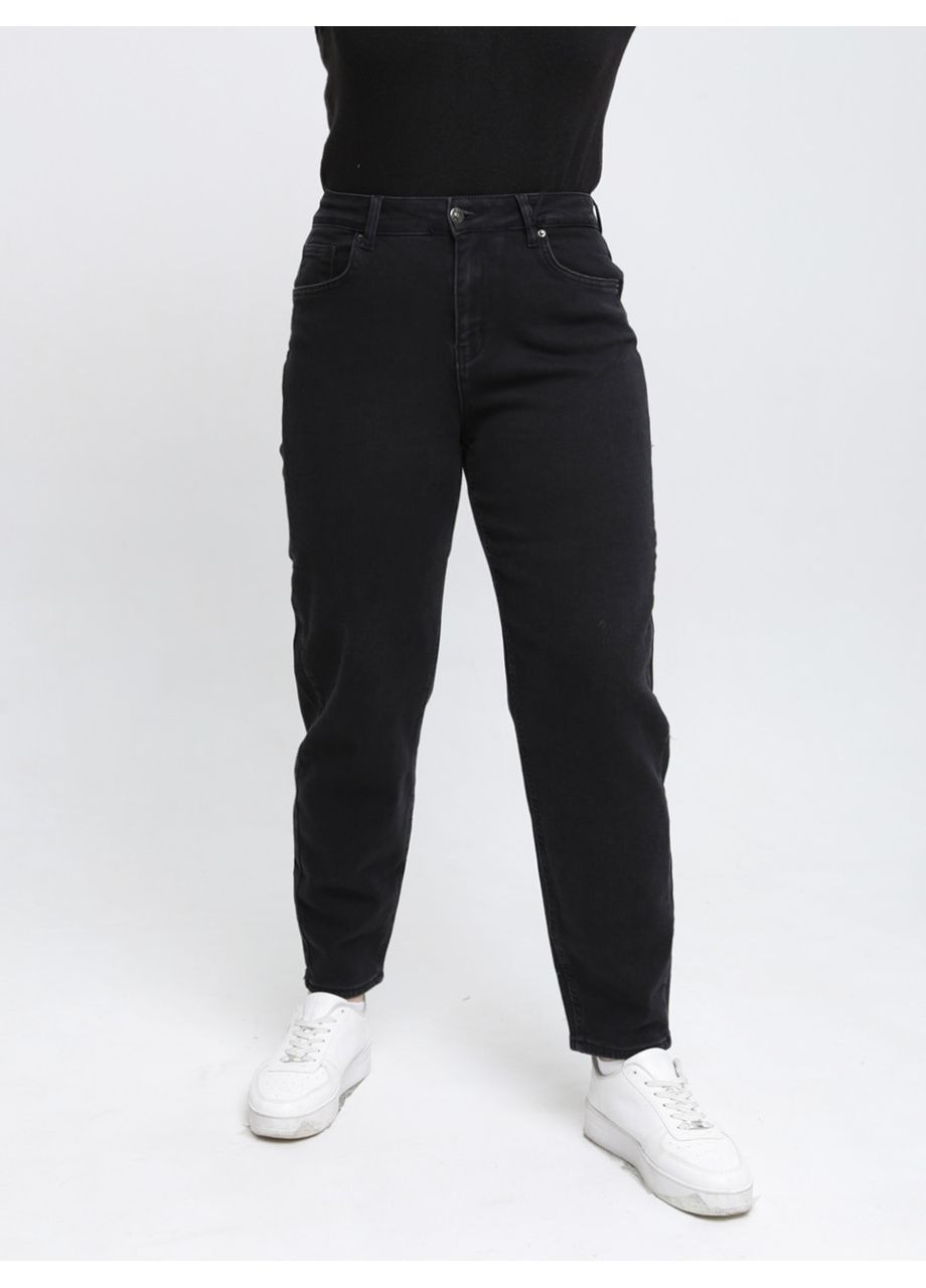 Джинсы женские утепленные черные на флисе МОМ Relax Sherocco - (369668885)