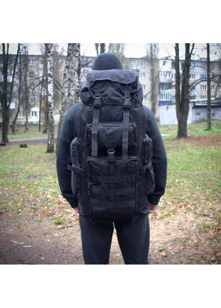 Тактичний рюкзак Tactical армійський рюкзак Top якість туристичний 70 літрів з системою M.O.L.L.E Black L&L (363132520)