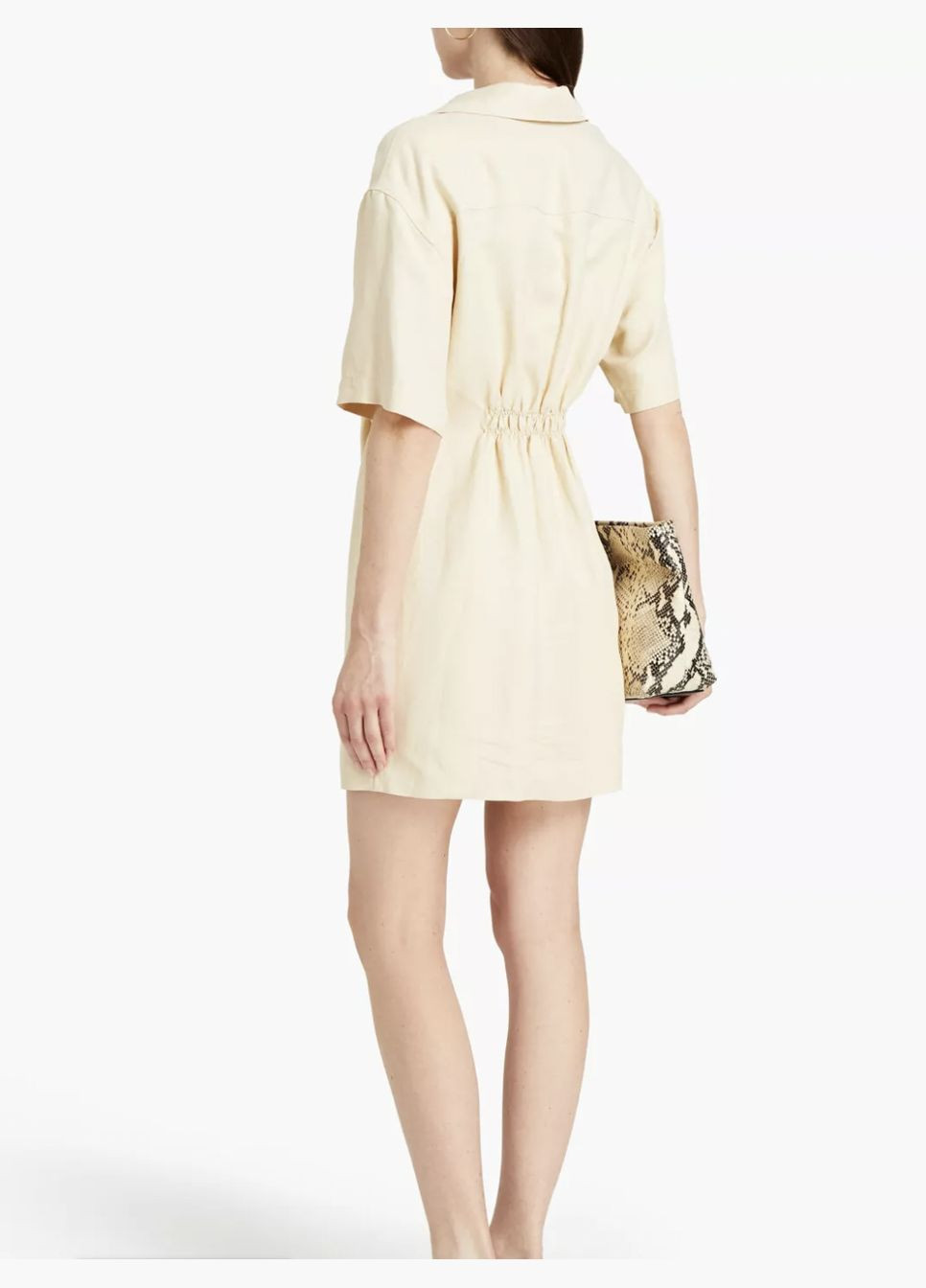 Кремова святковий, коктейльна, спортивна, ділова, домашній, пляжна, карнавальний, відвертий, повсякденний, кежуал, вечірня стильна міні сукня кремова сукня-сорочка, силуетна Sandro