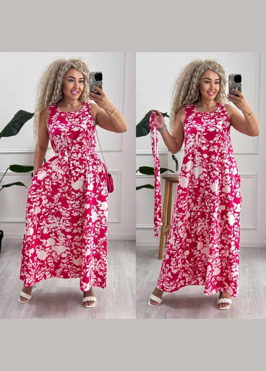 Малинова повсякденний, кежуал жіноча сукня Style Point з абстрактним візерунком