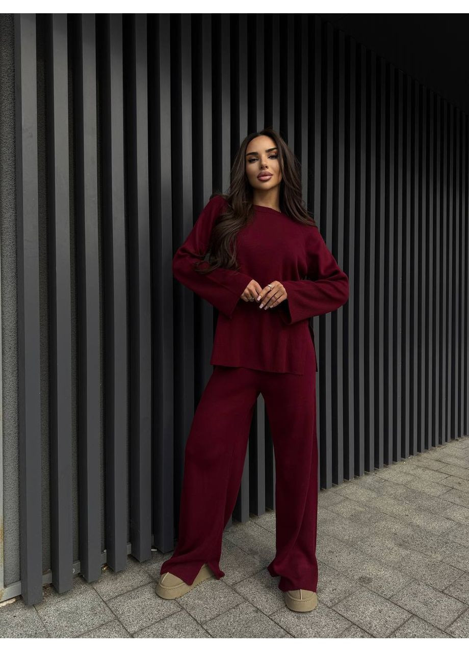 Базовый женский костюм 2-ка бордового цвета 35604 No Brand (365775330)