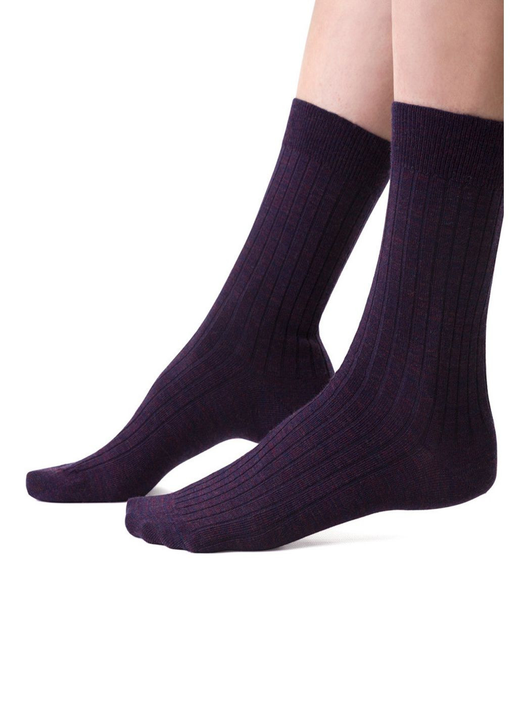 Тёмно-фиолетовые носки в рубчик из мериносовой шерсти 130 merino wool Steven (369174281)
