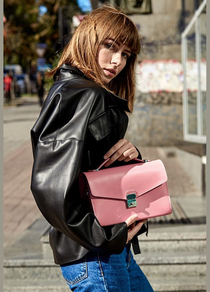 Женская кожаная сумка-кроссбоди Lola розовая (A-026696) BlankNote (327874041)