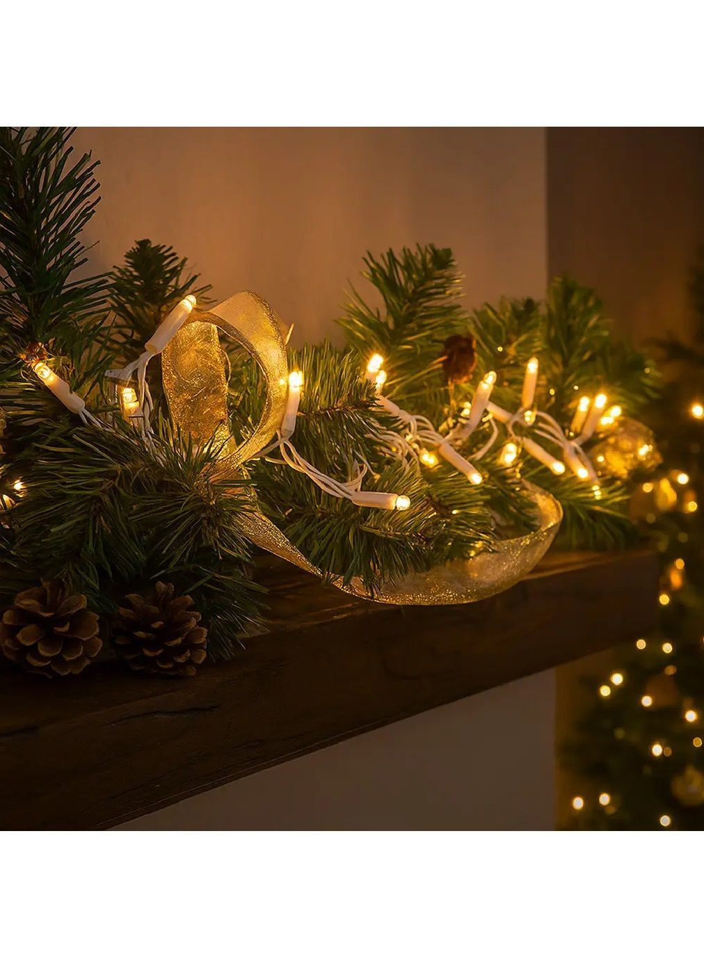 Гірлянда нитка світлодіодна новорічна з роботою від мережі з'єднанням гірлянд 5 м 80 лампочок (482125-Prob) Тепла біла Unbranded (370688109)