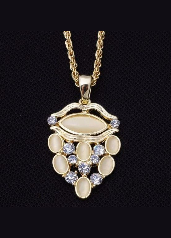 Ювелирная позолоченная подвеска кулон на цепи с лунным камнем, 1541 Fashion Jewelry (336950597)