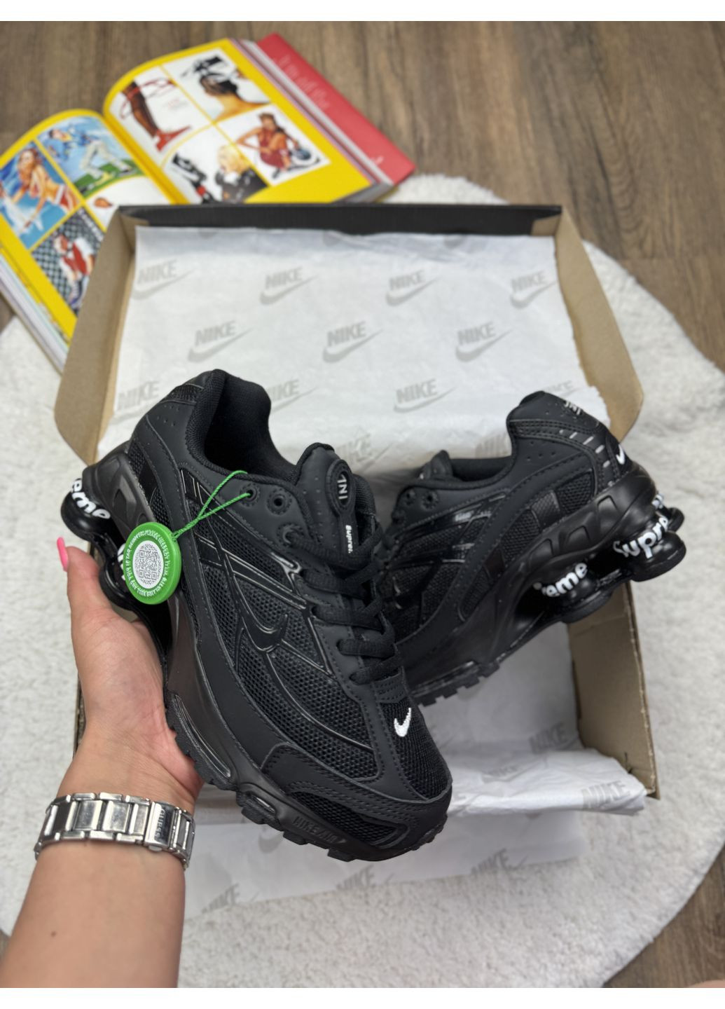 КРОСІВКИ ЖІНОЧІ NIKE SHOX RIDE 2 SUPREME BLACK WHITE НАЙК ШОКС No Brand чорні демісезони (368883648)