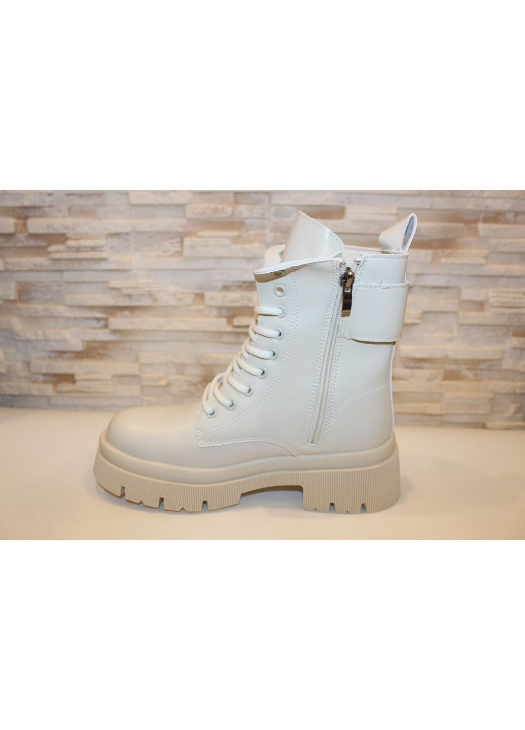 Зимние ботинки женские зимние бежевые берцы No Brand без декора из искусственной кожи