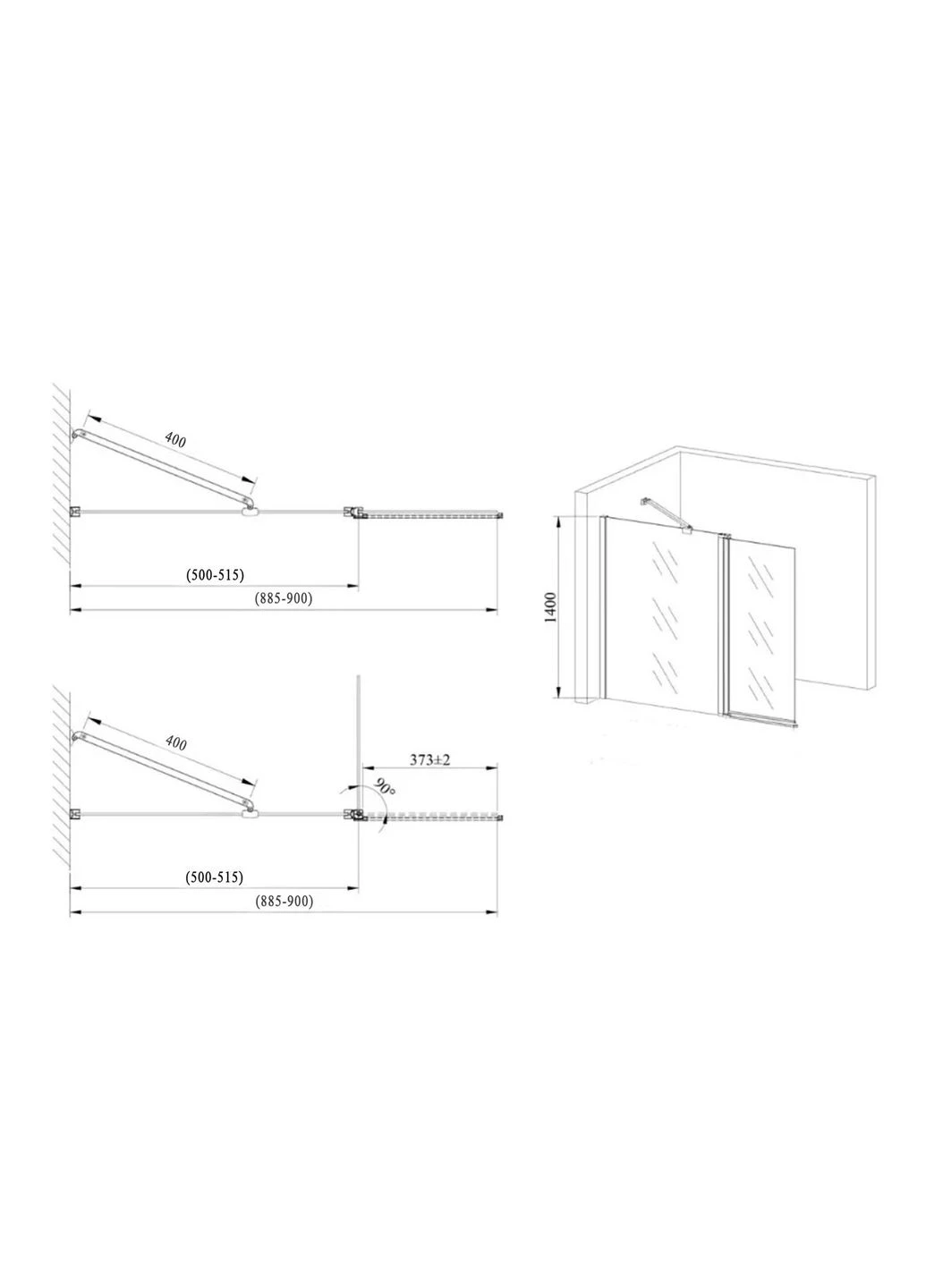 Шторка для ванни скляна Glass W436 Chrome на 2 секції 140 х 90 см AVKO (340112827)