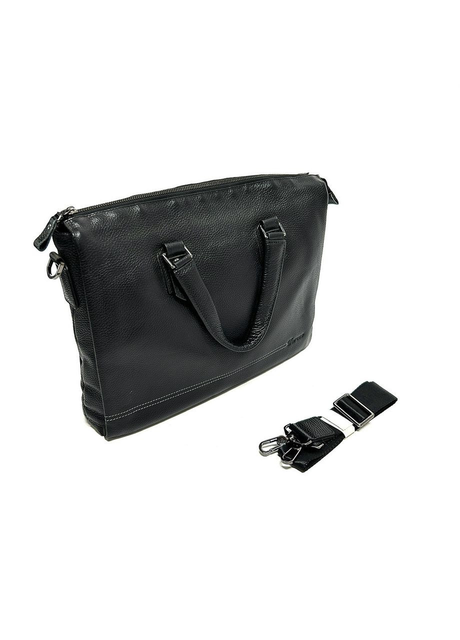 Мужская сумка из натуральной кожи 1087-1 черная 38х28х7 Fashion (367263489)