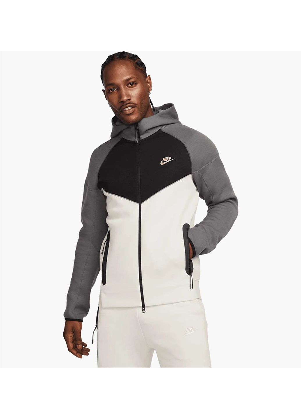 Толстовка чоловіча Sportswear Tech Fleece Windrunner Beige/Grey Nike (364662530)