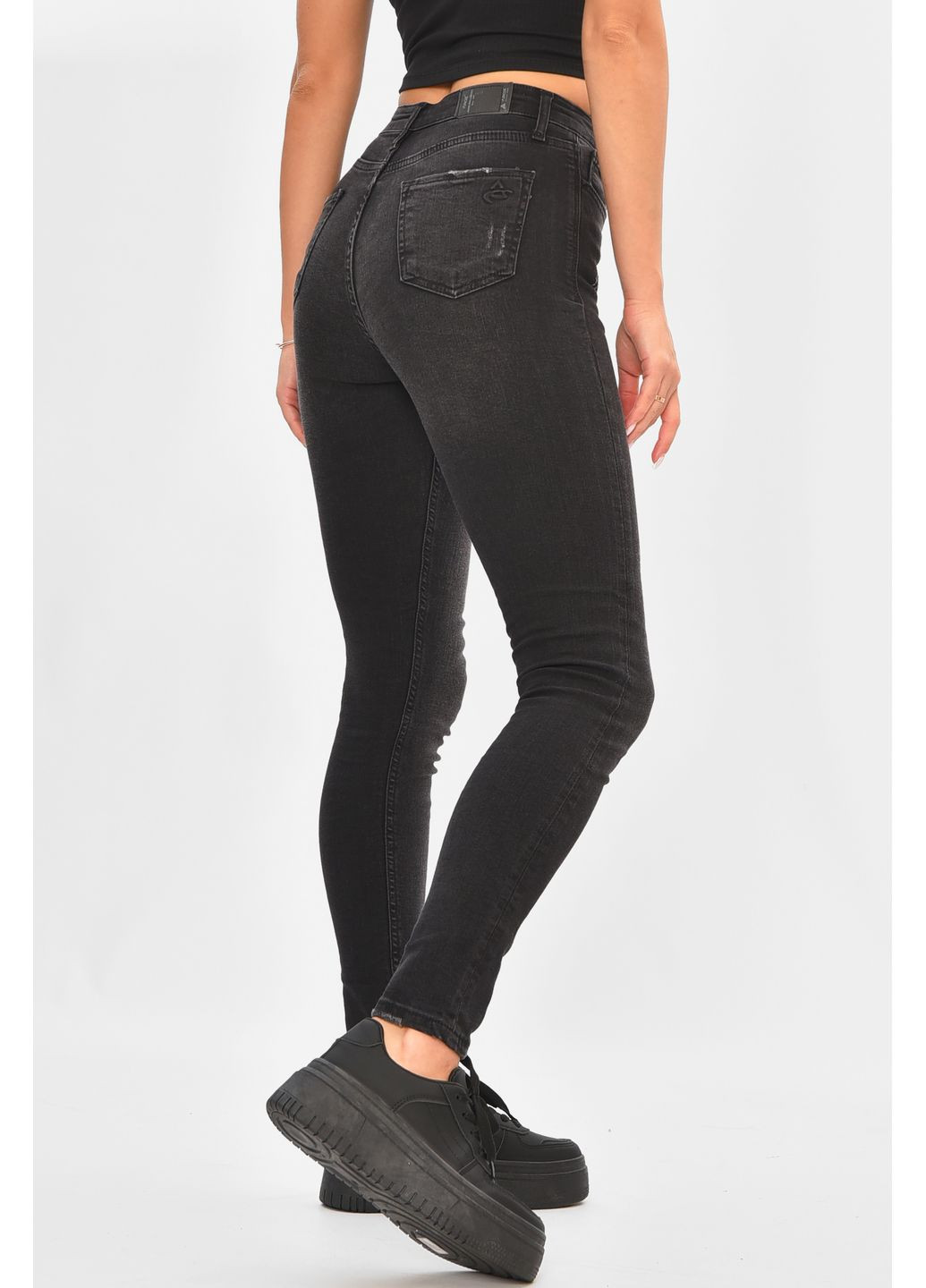 Джинсы женские скинни серого цвета Let's Shop - (358058513)