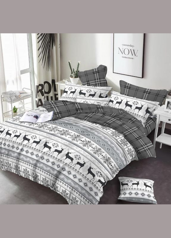 Постільна білизна Новорічний олень Бязь Люкс Підліткове на резинці MERISET (306740198)