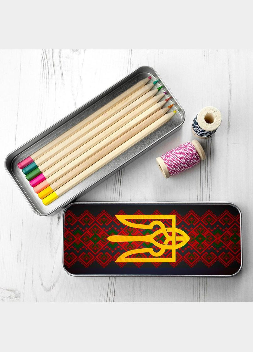 Органайзер для канцелярського приладдя металевий,кейс для дрібниць Патріотичний 7*18 см Silver No Brand (309159882)