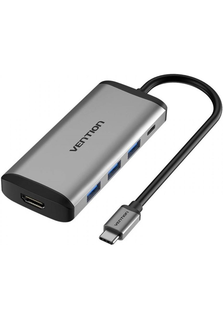 USB-хаб Type-C to HDMI/USB3.0*3/PD Converter 0.15M Gray Metal Type () Vention CNBHB (340279460)