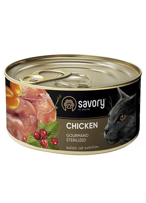 Cat Gourmand Sterilized Сhicken - Вологий корм c куркою для стерилізованих котів всіх порід - 200 г Savory (327054438)