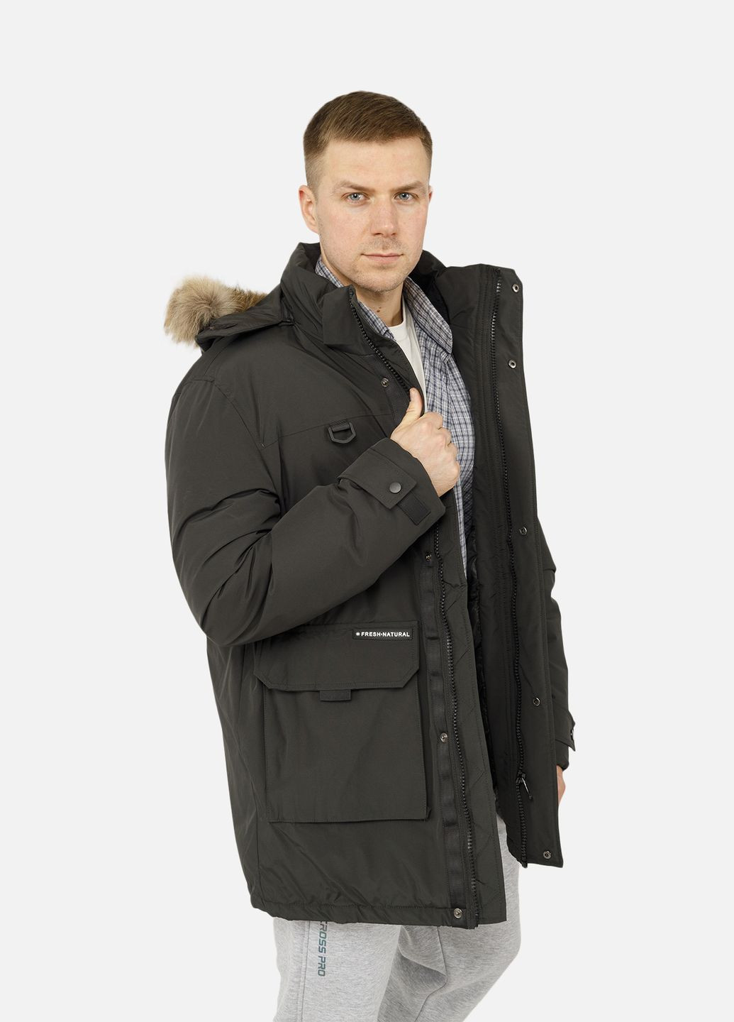 Оливковая (хаки) зимняя мужская куртка цвет хаки cb-00254615 K.F.G.L.