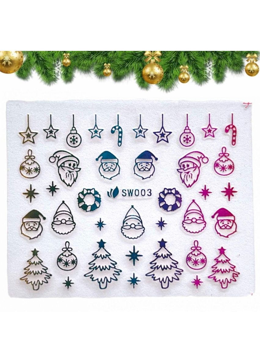 Новогодние 3D наклейки 003 для дизайна ногтей. Plus-plus (352747620)