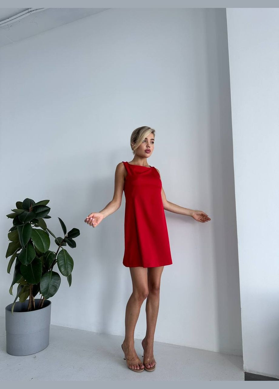 Красное повседневный, праздничный женское платье No Brand однотонное