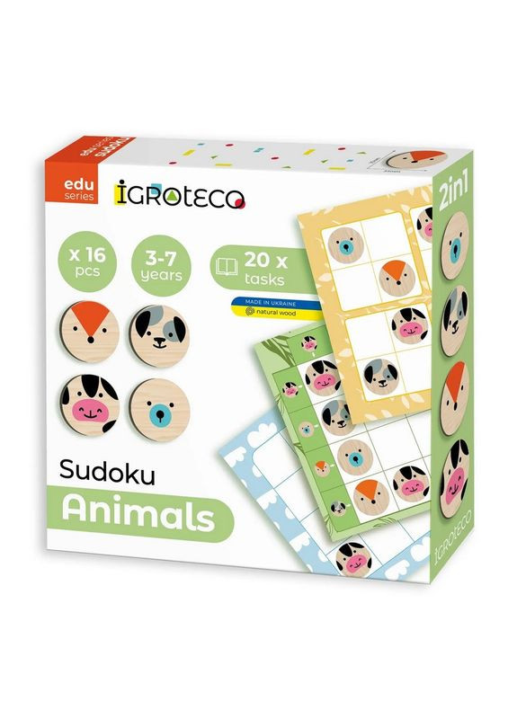 Логічна дитяча гра "Судоку Тварини" 900705, 16 елементів Igroteco (315154835)