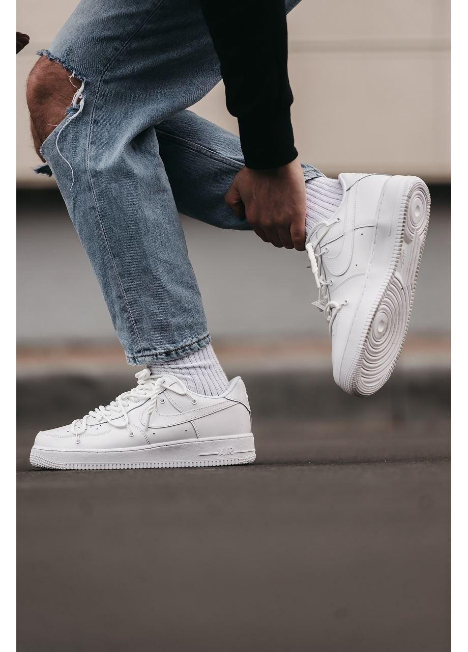 КРОССОВКИ ЖЕНСКИЕ NIKE AIR FORCE 1 WHITE V2 НАЙК АИР ФОРС 1 ПРЕМИУМ No Brand белые демисезоны (369387508)