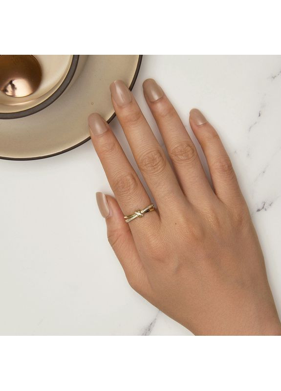 Срібна каблучка з камінчиками "Вузол" в позолоті Kabluchka (355344817)