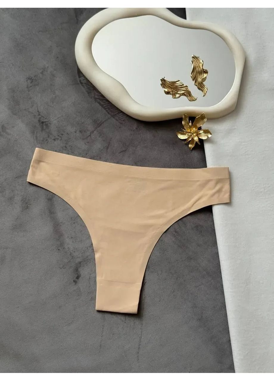 Безшовні жіночі трусики бразиліани набір трусів 3 од, для жінок на завищеній посадці, однотонні No Brand Бразиліани (366239365)