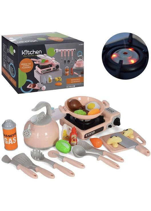 Детский игровой набор посуды 1966-33 плита 20 см-пар, кухонный набор, продукты, музыка, свет Fun Game (327216132)