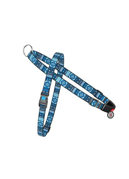 Шлея для собак Nylon з QR-паспортом "Етно синій" M (5442) WAUDOG Nylon з QR-паспортом &quot;Етно синій&quot; M (366699041)