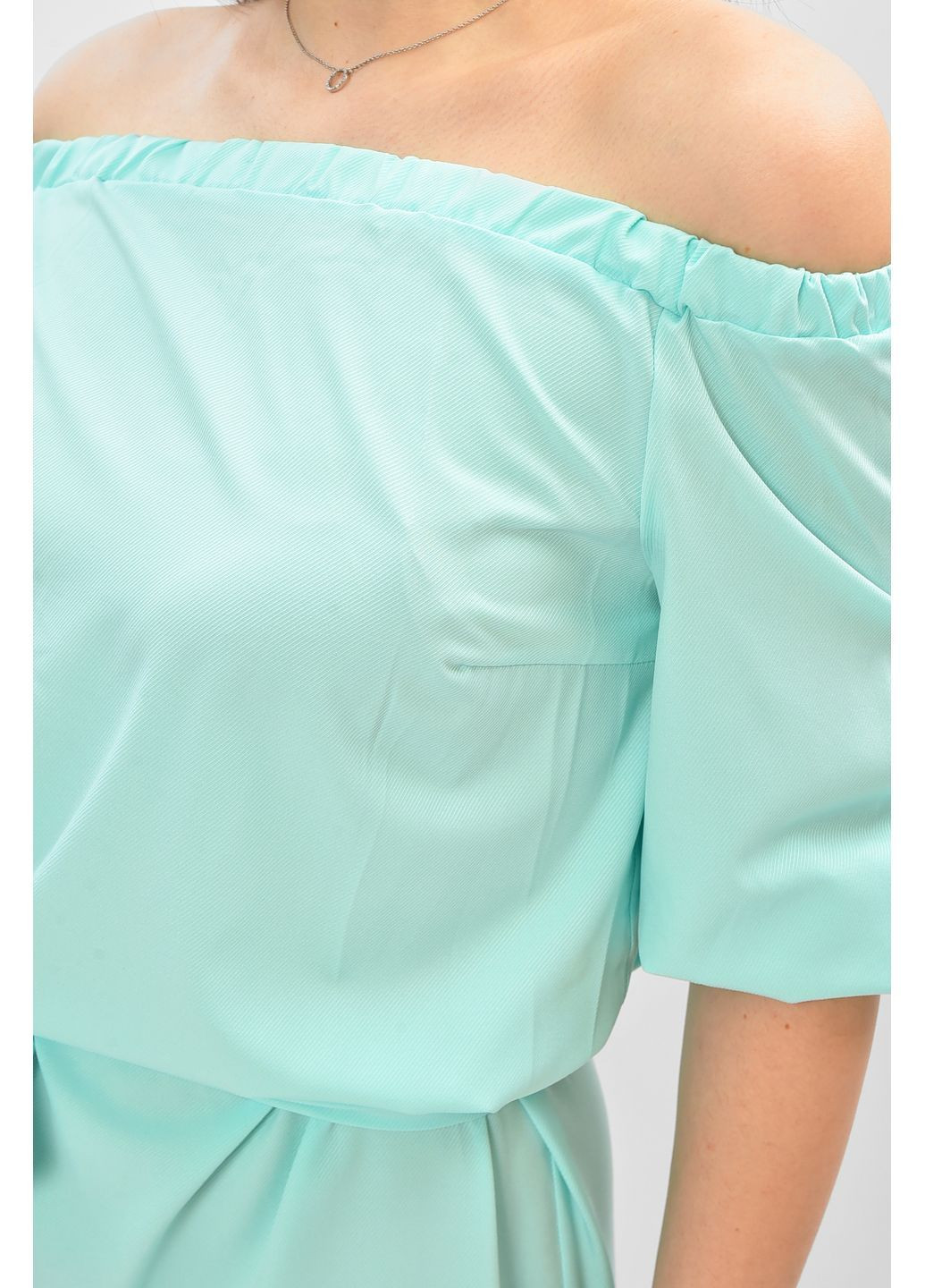 М'ятна повсякденний сукня жіноча однотонна м'ятного кольору з баскою Let's Shop однотонна