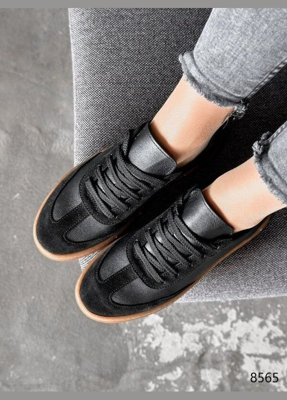 Черные кеды женские черные, натуральная кожа Mermaid Lilit