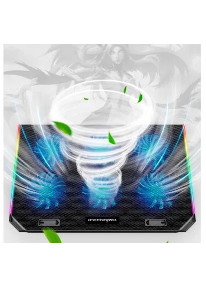 Підставка до ноутбука 10-15.6", 6*80mm 1800 RPM, 2*USB, 366x256x23mm, RGB (A17) IceCoorel 10-15.6", 6*80mm 1800 RPM, 2*USB, 366x256x23mm, RG (366497028)