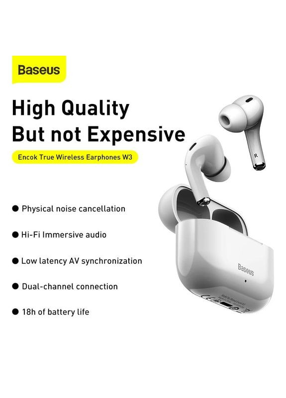 Наушники Bluetooth Encok True Wireless Earphones W3 (NGW302) white Baseus (280876824)