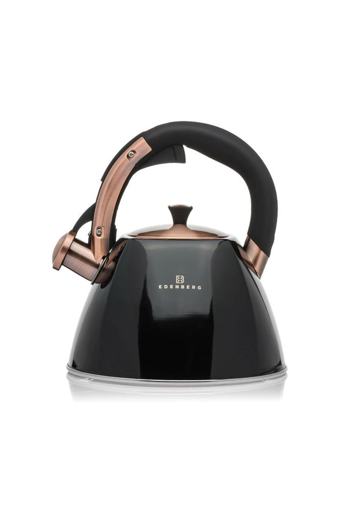 Чайник із нержавіючої сталі EB-8863 зі свистком 3 л чорний Edenberg (369766982)