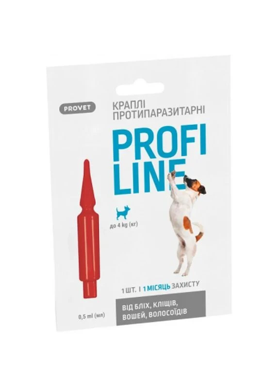 Краплі для тварин Profiline інсектоакарицид для собак до 4 кг 1/0.5 мл (4823082431090) ProVET (398159037)