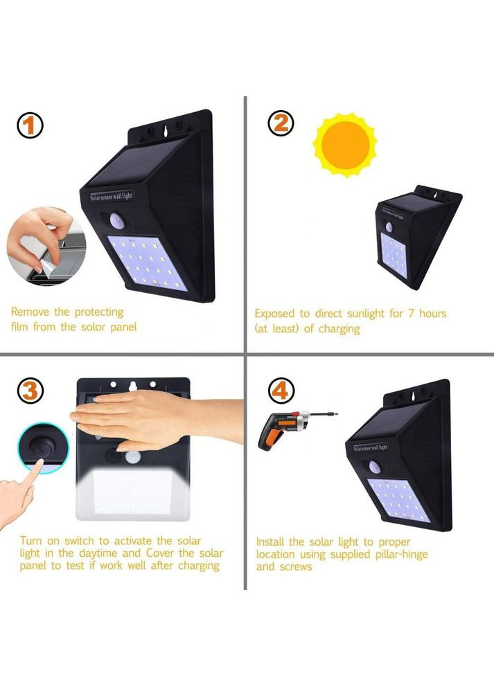 Світлодіодний вуличний світильник L806 20 LED із сонячною батареєю White VHG (360771958)