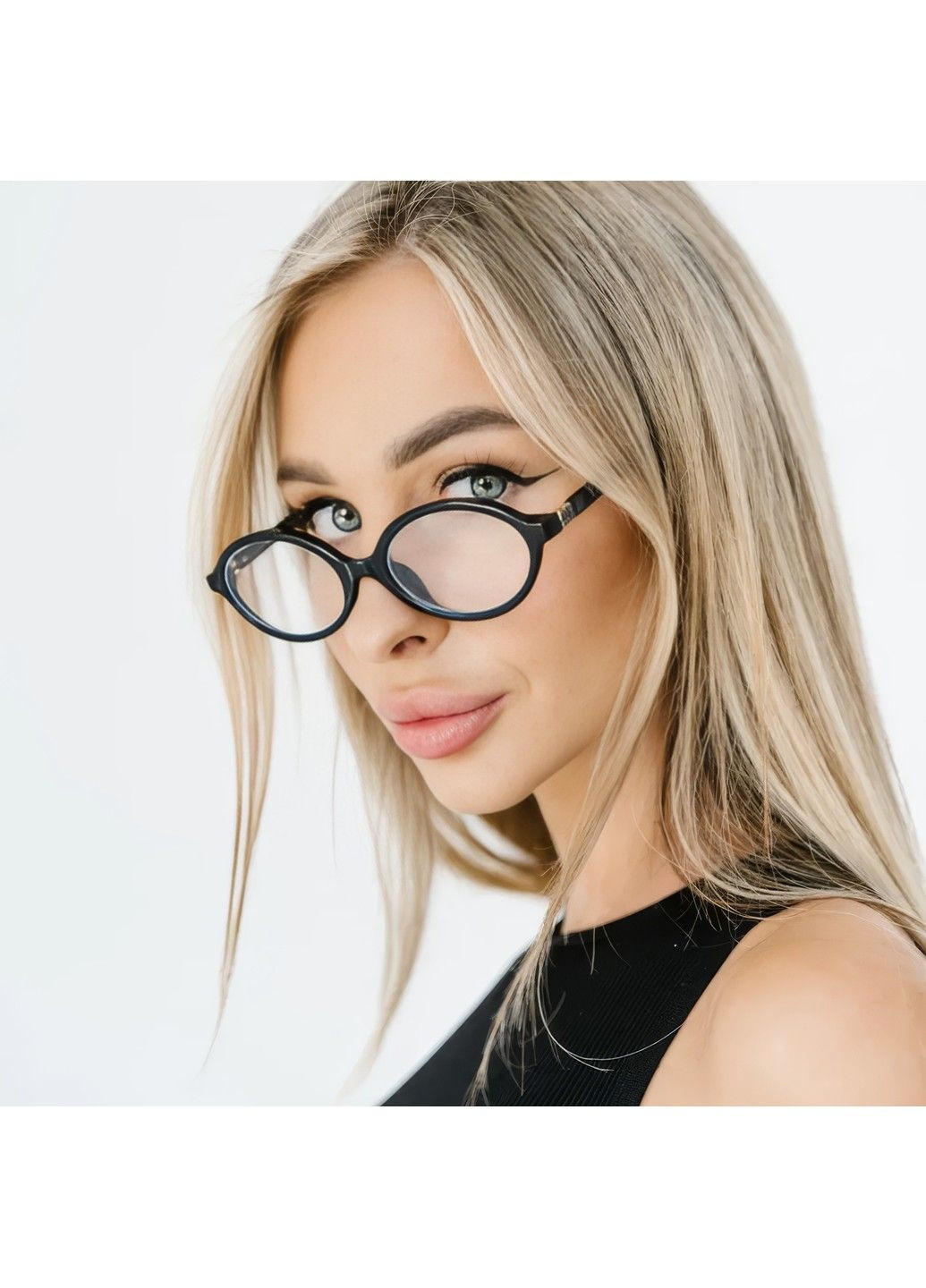 Солнцезащитные очки округлые Oculos с защитой от ультрафиолета черные No Brand (307028723)