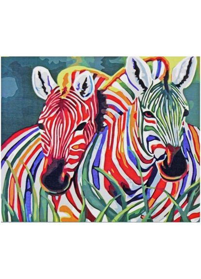 Картина по номерам "Радужные зебры" ★★★ Оптифрост (361415664)