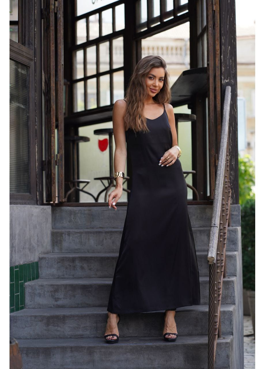 Черное кэжуал платье женское No Brand однотонное