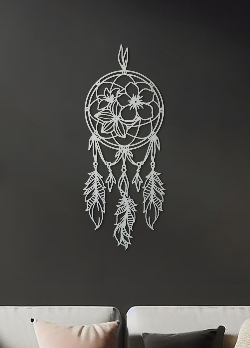 Сучасна картина на стіну в спальню, декор для кімнати "Квіткові сни", мінімалістичний стиль 50х20 см Woodyard (292112551)