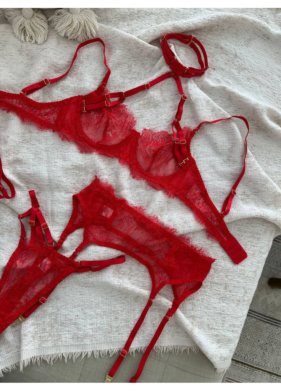 Червоний балконет комплект жіночої білизни | ніжний мереживний, червоне спокушання Vital-Textile з кісточками поліестер, еластан