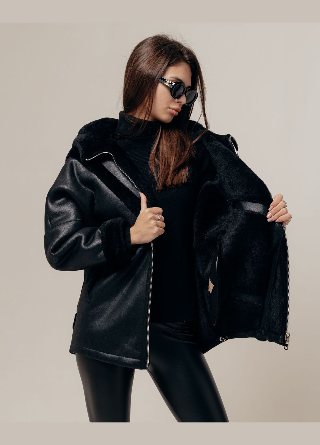 Дубленка двусторонняя черная RR Designer (307059428)