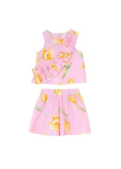 Розовый костюм, ст. 600, tulips, 98 см, 3 года Balloon chic