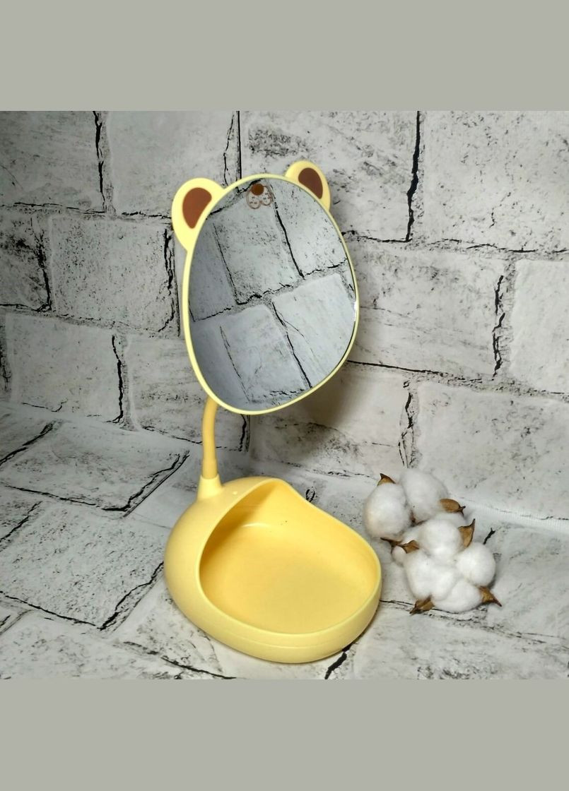 Зеркало настольное косметическое с подставкой Мишка 26х14 см Желтое No Brand (327367920)