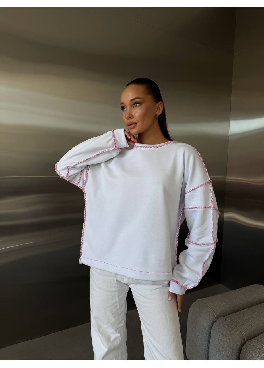 Белый женский свитшот с контрастными швами MonCher (361057404)