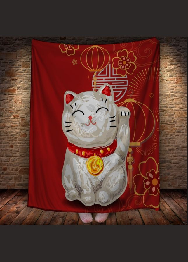 Плед з 3D принтом- Кіт удачі Манекі Неко Перша Креативна мануфактура PERFECTUS Плед (301868696)