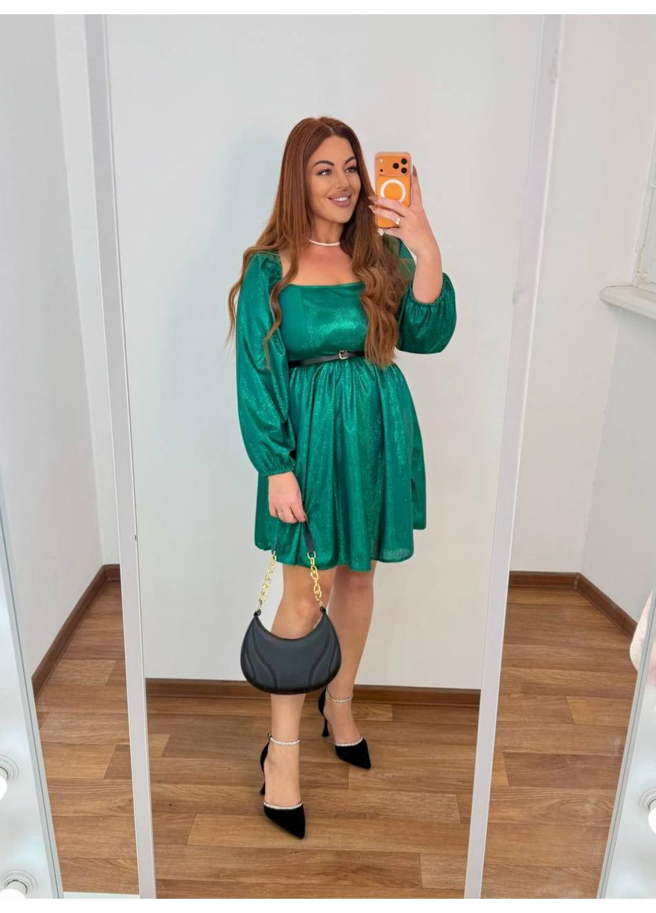 Зеленое вечернее платье из ткани соты глитер — замер в описании DK/DL Мода без кордонів однотонное