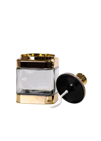 Набір скляних банок для сипучих продуктів 3 шт на металевій підставці золотисті для кухні ProDobro (364191958)